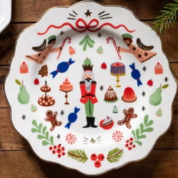 Rifle Paper Co for Anthropologie ceramic Holiday Plate - Picture 1 of 4